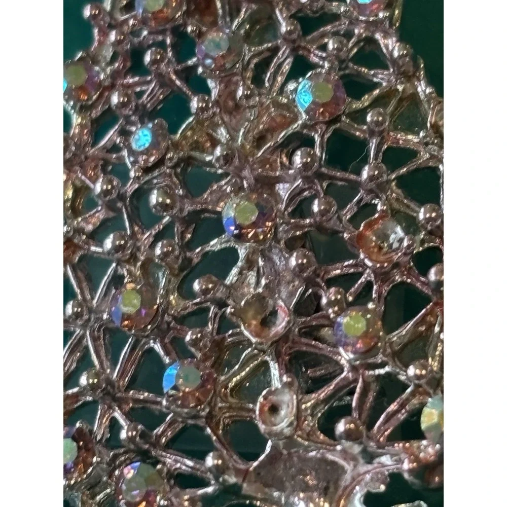 Pink Rhinestone Iridescent Christmas Tree Brooch Vintage And Cute Snowman Pin